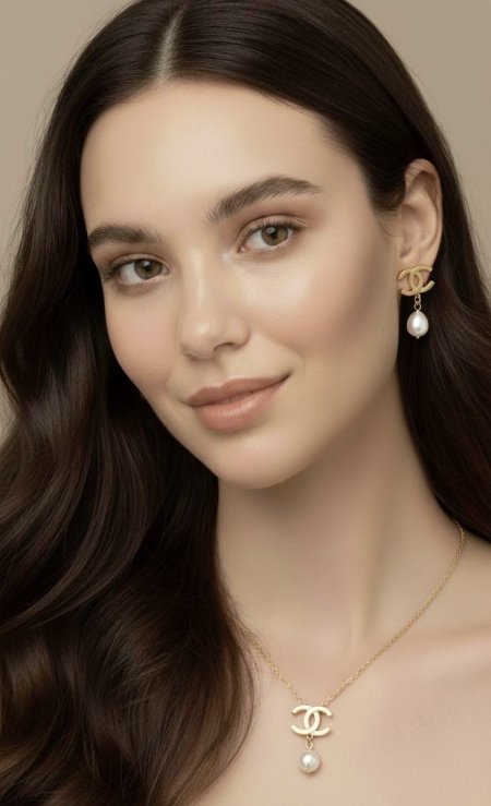 طقم شانيل مع لؤلؤ