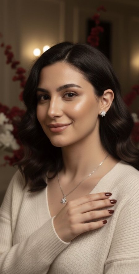 طقم الوردة فضة اصلي